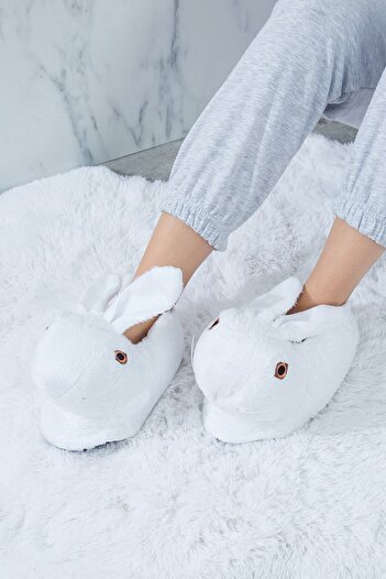 PNR TERLİK Γυναικείες μπότες εσωτερικού χώρου White Rabbit Slippers