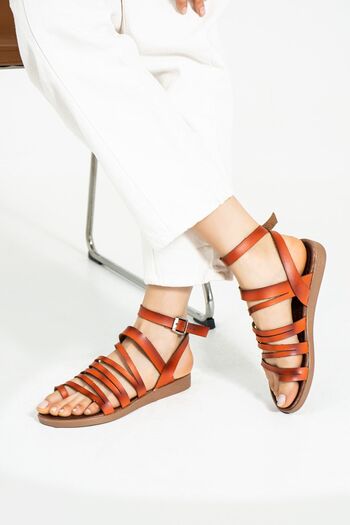 Pembe Potin Women's Orange Comfortable Poly Sole Daily Summer Basement Style Sandals