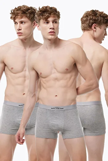 Malabadi Men's Gray Cotton Elastane 3-Piece Boxer Set - 3m075