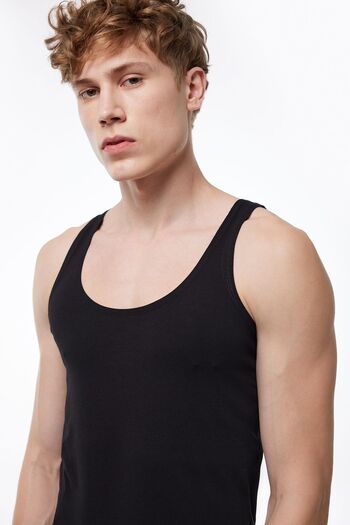 Malabadi Men's Modal Undershirt - 2 Pieces Black and White, Thin Straps, Non-Marking 013