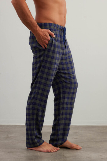 Syah Erkek Dokuma Cepli Uzun Pijama Altı