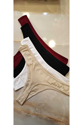 AVESŞENER Tanga Combed Cotton String 4 Pack Mixed Color