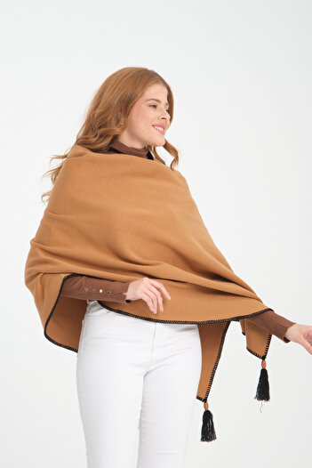 VEGA MODA Turtleneck Knitwear Women's Shoulder Shawl - Stitched and Patternless