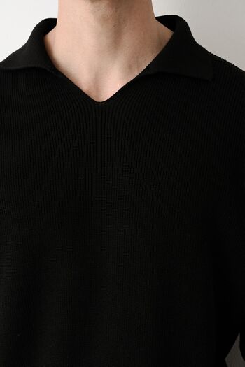 İLKCET MODA V-Neck Solid Color Premium Steel Knitwear Sweater