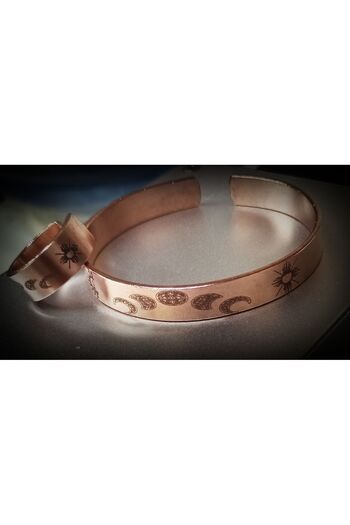 DA Cooper Design Copper Bracelet Cycles of the Moon Symbol Copper Bracelet & Ring Set 45 Gr