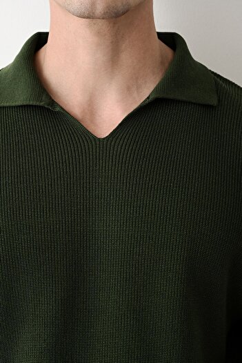 İLKCET MODA V-Neck Solid Color Premium Steel Knitwear Sweater
