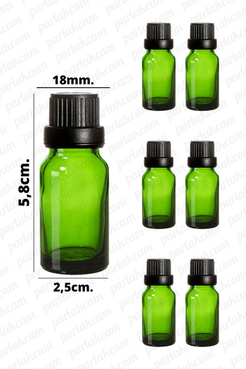 parlakcam 10ml Green Glass Bottle Black Lock Cap Essence and Cologne Bottle Engagement Etc. 6 Pieces Suitable for Gifts