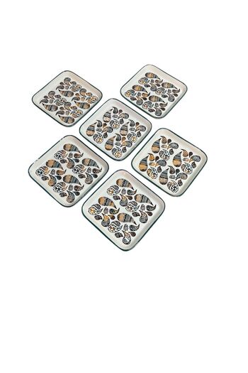 MTD SERAMİK Shawl Pattern Cake Set Breakfast Presentation 6 Pieces 19 cm
