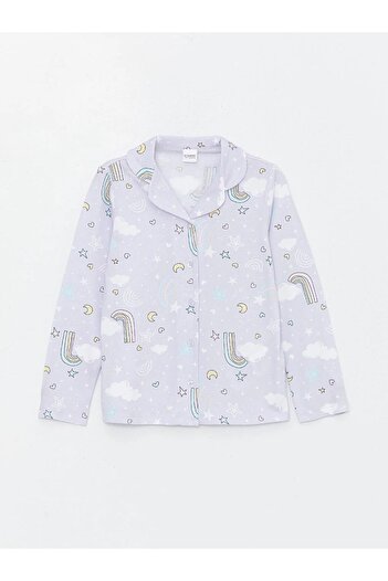 LC Waikiki LCW Kids Gömlek Yaka Desenli Uzun Kollu Kız Çocuk Pijama Takımı