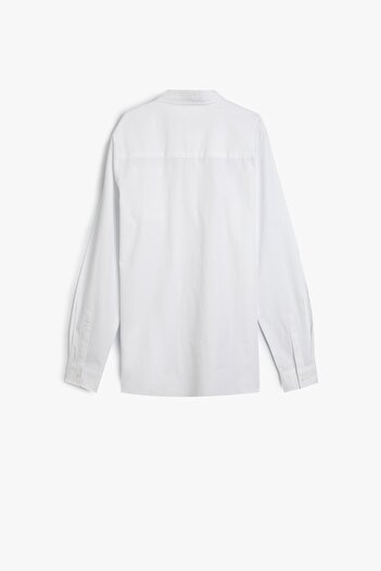 Koton Cotton LonG Sleeve School Shirt - Classic Collar with Bow Tie Detail