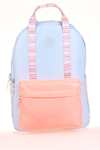 KAUKKO Rucsac albastru deschis cu dungi duble - K1765