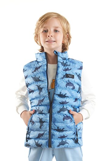 AHENGİM Boy's Dino Printed Trend Vest - Ak 216061