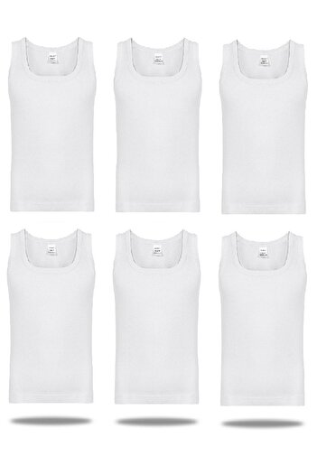FSM1453 Boy's Cotton Ribbed Classic Colored Undershirt 6 Pcs -201