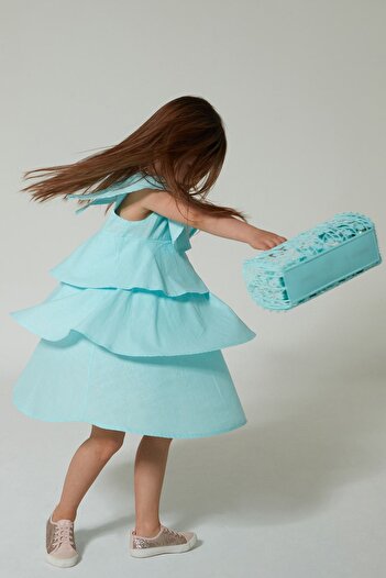 Colorinas Tulip Flounced Linen Girl's Dress