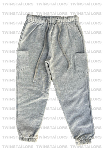 twins tailors İçi Polarlı Lastikli Paça 2'Li Paket Unisex Kırmızı-Gri Çocuk Eşofman Altı