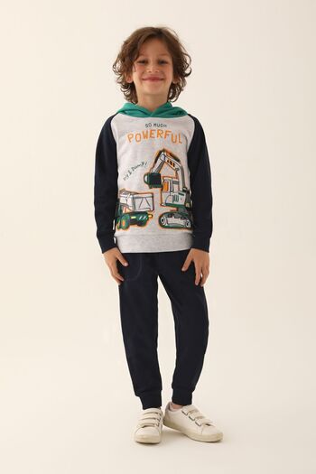 Rolypoly So Much Powerful White Navy Blue Boys' Tracksuit Set