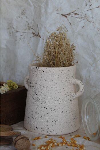 Mogolune Decorative Handmade Ceramic Pottery Vase & Spoon Holder – Rustic Vintage Home and Kitchen Decoration