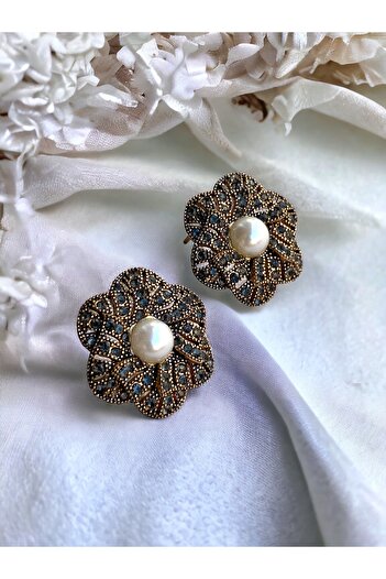 FAYRA ACCESSORIES Kristal Taşlı Çiçek Figür Küpe
