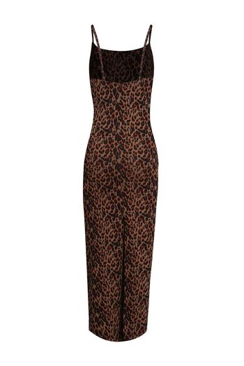 La Sarta Brown leopard Print - Genova Soft Touch Gathering Strap Dress