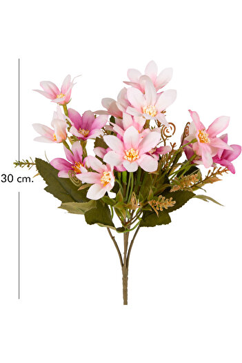 Herdekora Yapay Çiçek Lilyum-Zambak Demeti Pembe-Beyaz 30 Cm.
