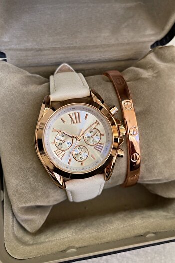 Leerybee Unique Elegance!Most Favorite Leather Wristwatch With Bracelet For Women