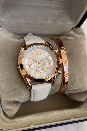 Leerybee Unique Elegance!Most Favorite Leather Wristwatch With Bracelet For Women