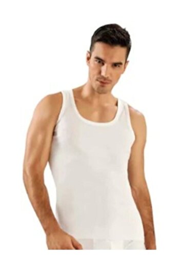 Tutku Ribbed Men's Strappy White Undershirt