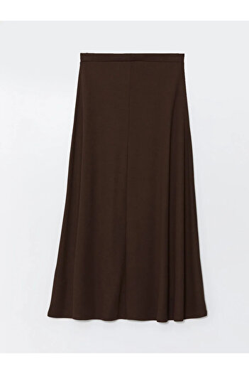 LC Waikiki Lcw Grace - Dark Brown, Elastic Waist Women's Skirt