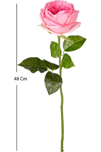 Herdekora Yapay Çiçek Islak Dokulu Gül Pembe 48 Cm.