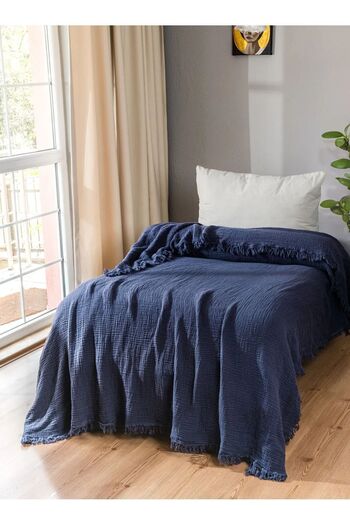 OTEXSA Indigo Single 4 Layer Muslin Bedspread - 160X200Cm Pike