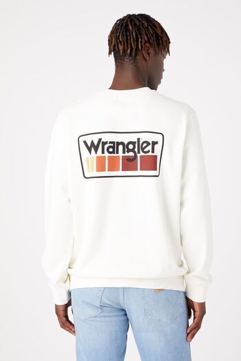 WRANGLER Regular Fit Normal Cut 100% Cotton Crew Neck Ecru Sweatshirt