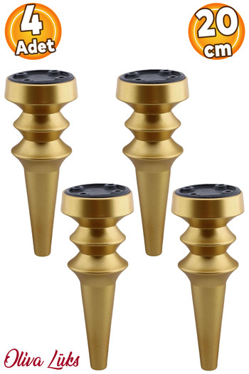 Badem10 Oliva Matte Gold 20 cm Furniture Sofa Armchair Tv Unit Console Raising Leg Feet 4 Pieces