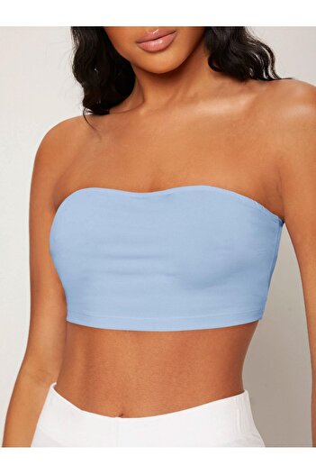 Know Στράπλες Μπουστάκι Baby Blue Crop