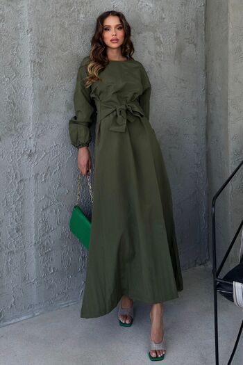 Know Khaki dámské šaty – design v pase s páskem