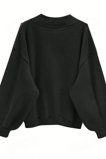 Know Dámská oversize mikina se 3 vlákny v černé barvě Comfort v Paříži s výstřihem do V