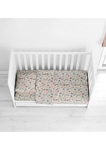 makiteks 100% Cotton 4 Piece Baby Duvet Cover Set 100x150 Duvet Cover, 120x180 Bed Sheet, 2(35x45) Pillow Cases