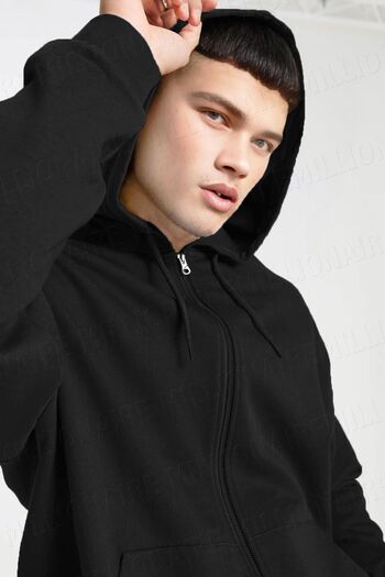 Millionaire Men's Black Fleece Kangaroo Oversize Hooded Sweatshirt - 3 Thread Zipper