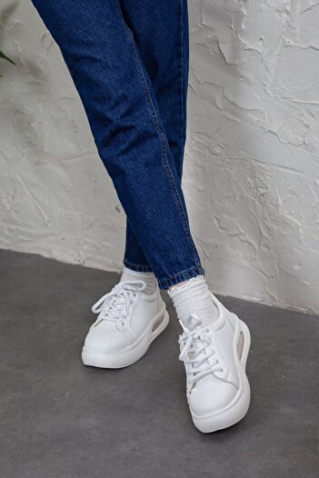 Adım Adım Kadın Yüksek Taban Beyaz Sneaker