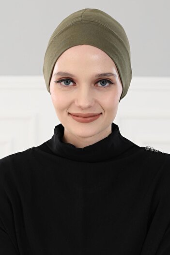 Aisha's Design Takçık Combed Cotton Bonnet, Khaki, B-37, Khaki