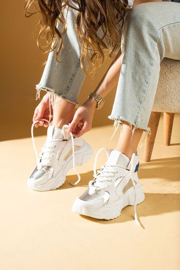 Pembe Potin Women's White Lace-up Casual Comfortable Style Boots