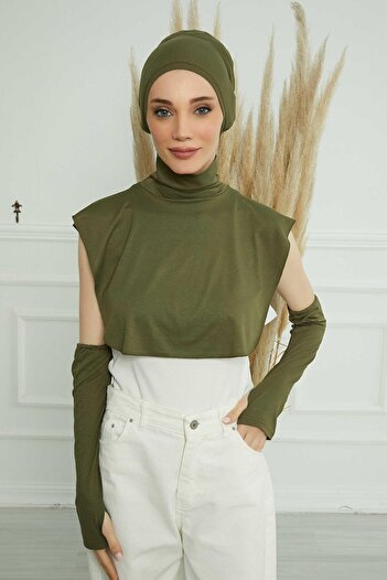Aisha's Design Σετ μανίκια, κολάρο και καπέλο, KPT-3 Χακί Πράσινο, Χακί Πράσινο