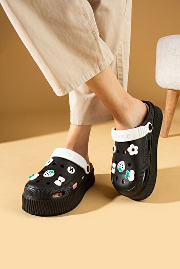 Pembe Potin Women's Black White Eva Sea Beach Doctor Nurse Hospital Confort Comfortable Sandals Slippers