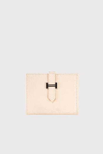 Garbalia Helsinki Women's Card Holder Wallet - External Belt, Zipper, Coin Purse, Cream Color