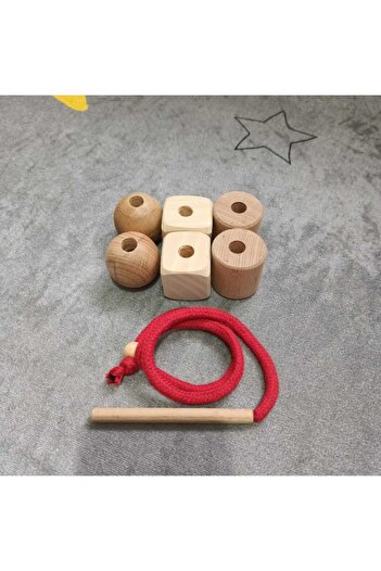 Moccotoys Montessori Ahşap Boncuk Dizme & Ip Geçirme Oyunu