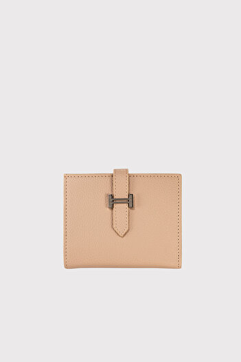 Garbalia Beige Women's Card Holder Wallet - Helsinki External Belt, Zipper, Coin Compartment