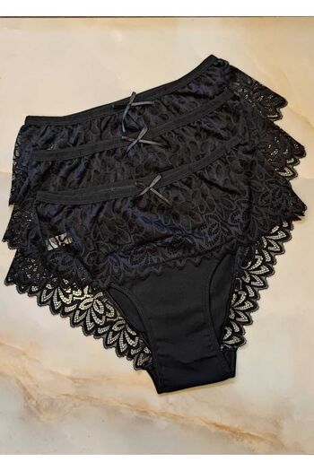 AVESŞENER High Waist Lace Large Size Combed Cotton Panties Set of 3