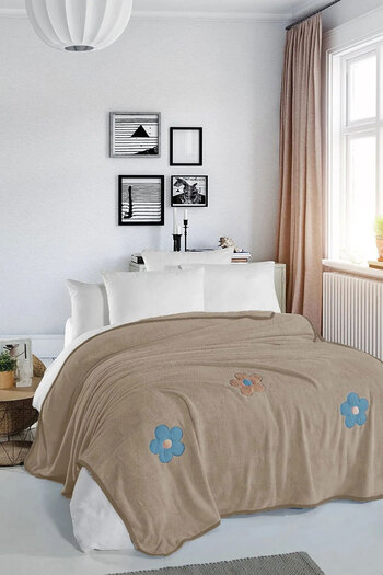 SİHİRLİ AYAKLAR Colorful Floral Patterned Double Blanket - Wellsoft 180X220
