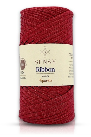 SENSY 200g Premium Glitter Polyester String - Macrame Supla String και String για τσάντα, Σκούρο Κόκκινο