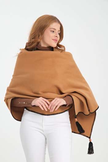 VEGA MODA Turtleneck Knitwear Women's Shoulder Shawl - Stitched and Patternless