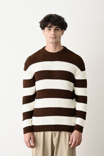 İLKCET MODA Men's Striped Oversize Sweater